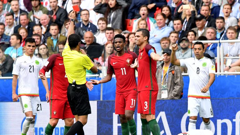 Nelson Semedo was sent off for Portugal at the Confederations Cup
