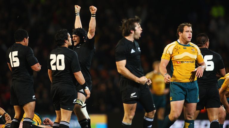 AUCKLAND, NEW ZEALAND - JULY 18:  Richie McCaw of the All Blacks celebrates at the final whistle during the 2009 Tri Nations match between the New Zealand 