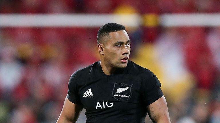 WELLINGTON, NEW ZEALAND - JULY 01:  Ngani Laumape of New Zealand looks on during the International Test match between the New Zealand All Blacks and the Br