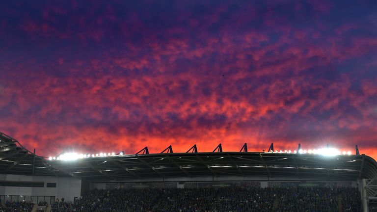 General view of the stadium during the FIFA 2018 World Cup Qualifier between Northern Ireland and Norway at Windsor Park