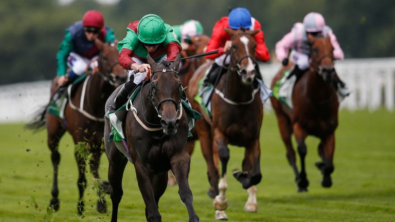 Nyaleti (L, green) wins the Princess Margaret Juddmonte Stakes
