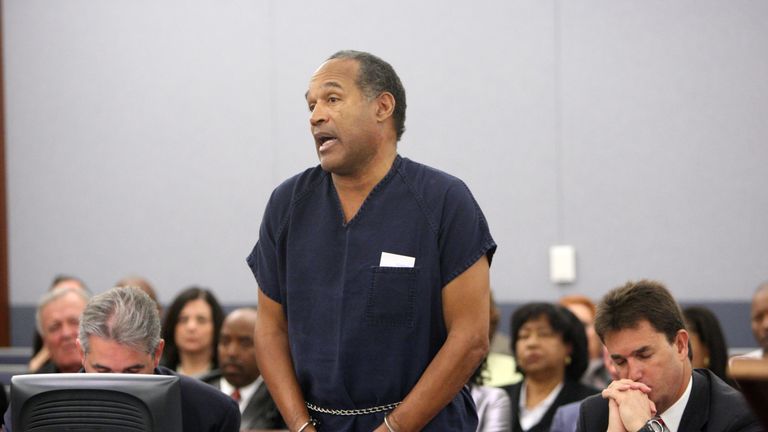 O.J. Simpson speaks in court prior to his sentencing in 2008