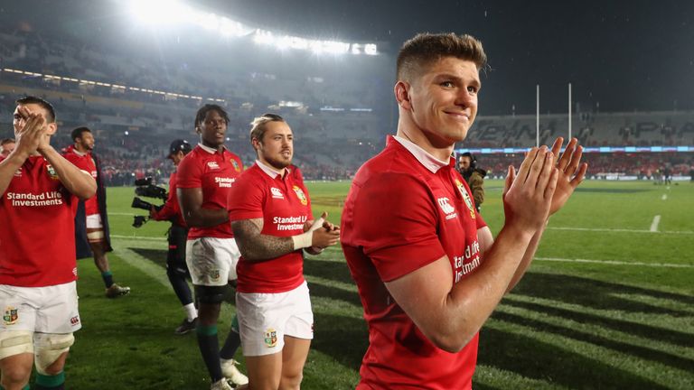 Owen Farrell of the Lions acknowledges the crowd after they draw the final Test 15-15 at Eden Park