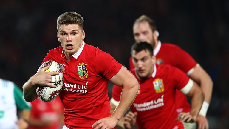 Owen Farrell breaks for the Lions during the third test against the All Blacks