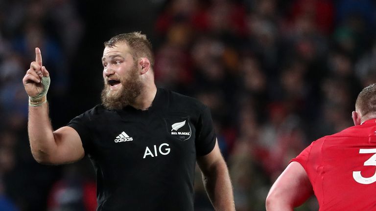 AUCKLAND, NEW ZEALAND - JUNE 24:  Owen Franks of the All Blacks in the line out during the Test match between the New Zealand All Blacks and the British & 