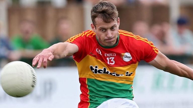 Paul Broderick of Carlow points in the All-Ireland SFC qualifier against Leitrim.