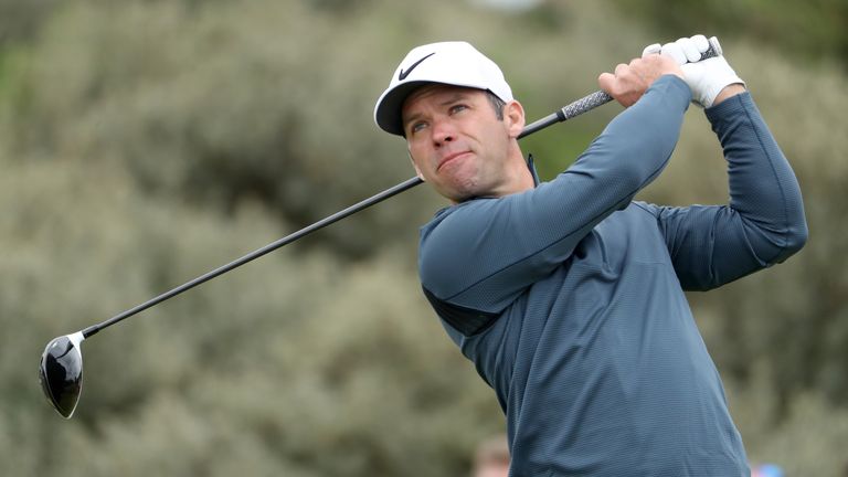 Paul Casey of England tees off on the 2nd hole during the first round of The Open