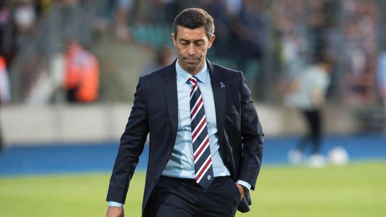 Rangers manager Pedro Caixinha cuts a dejected figure at full-time.