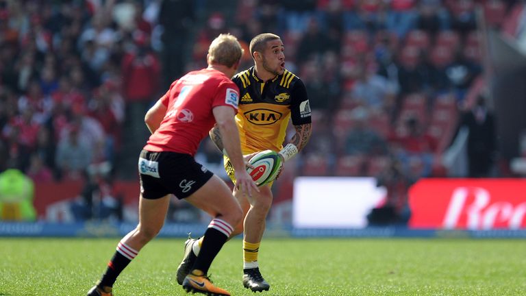 TJ Perenara scored the first try of the game after an unforced error by the Lions 