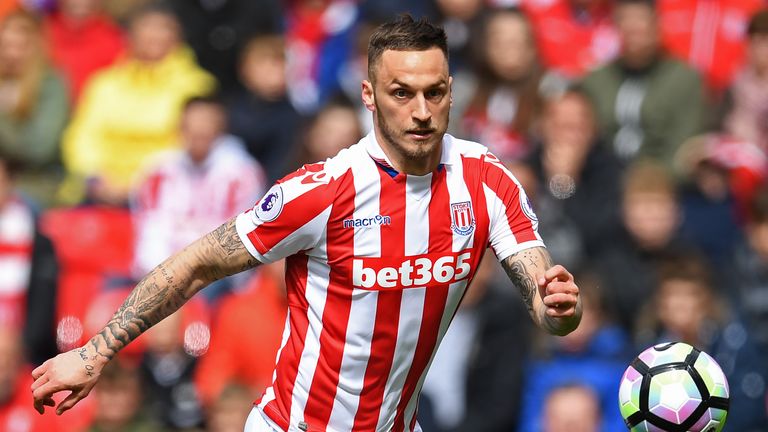 Stoke City's Austrian striker Marko Arnautovic in action during the Premier League West Ham United on April 29, 2017