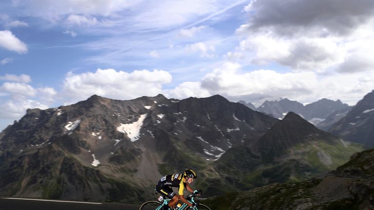 Primoz Roglic descends the Col du Galibier