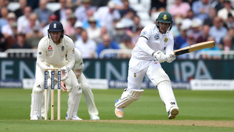 NOTTINGHAM, ENGLAND - JULY 14:  Quinton de Kock of South Africa bats during day one of the 2nd Investec Test match between England and South Africa at Tren