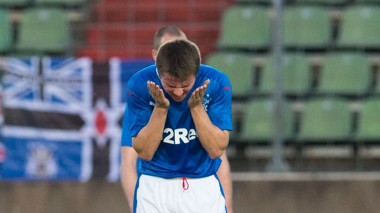 Rangers' Jordan Rossiter reacts to Progres Niederkorn's second goal in the Europa League