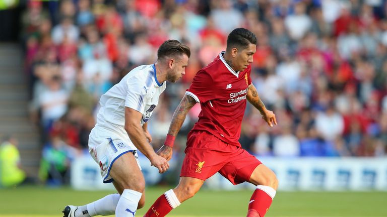 Roberto Firmino in action against Tranmere