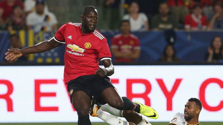 Romelu Lukaku in action during the pre-season friendly between LA Galaxy and Manchester United at StubHub Center