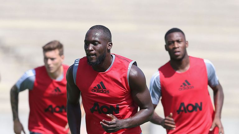 Romelu Lukaku during a first-team training session on Manchester United's pre-season tour of the United States