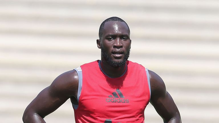 Romelu Lukaku of Manchester United in action during a first team training session as part of their pre-season tour at UCLA, Los Angeles, on July 10, 2017