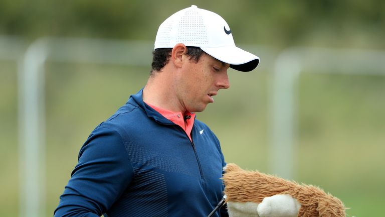 SOUTHPORT, ENGLAND - JULY 19:  Rory McIlroy of Northern Ireland looks on from the driving range during a practice round prior to the 146th Open Championshi