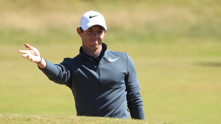 SOUTHPORT, ENGLAND - JULY 20:  Rory McIlroy of Northern Ireland reacts during the first round of the 146th Open Championship at Royal Birkdale on July 20, 