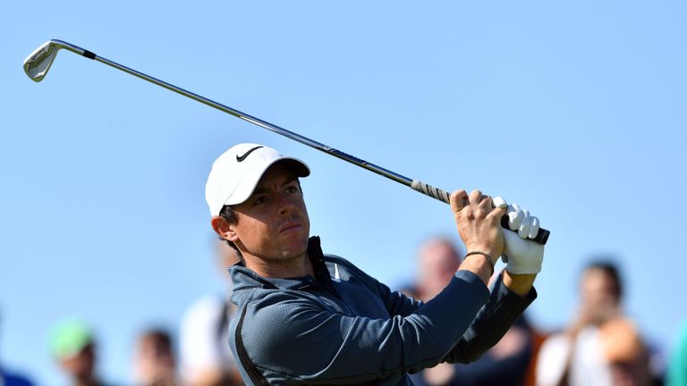Northern Ireland's Rory McIlroy watches his shot from the 9th tee during his opening round on the first day of the Open Golf Championship at Royal Birkdale