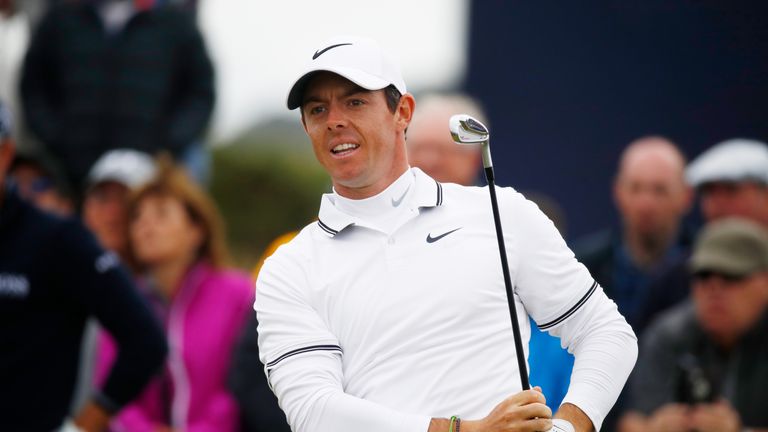 TROON, SCOTLAND - JULY 14:  Rory McIlroy of Northern Ireland tees off on the 8th hole during day two of the AAM Scottish Open at Dundonald Links Golf Cours