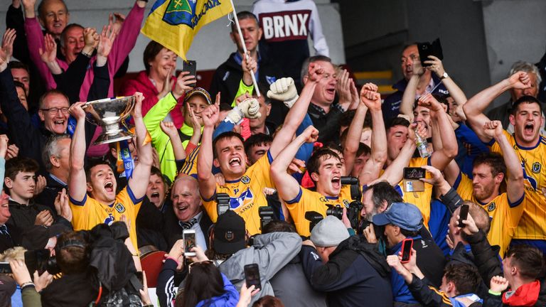 Captain Ciaran Murtagh lifts the cup as Roscommon claimed the Connacht championship
