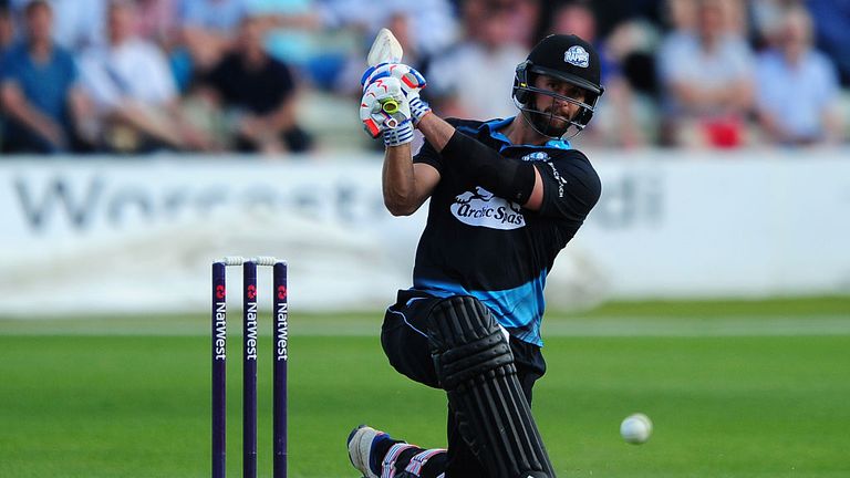 WORCESTER, UNITED KINGDOM - JULY 08: Ross Whiteley of Worcestershire bats during the Natwest T20 Blast match between Worcestershire and Lancashire at New R
