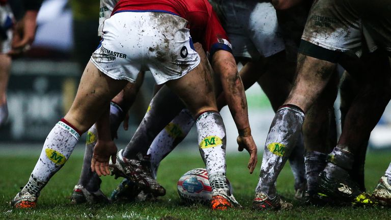 A scrum during Wakefield v Hull FC in 2017