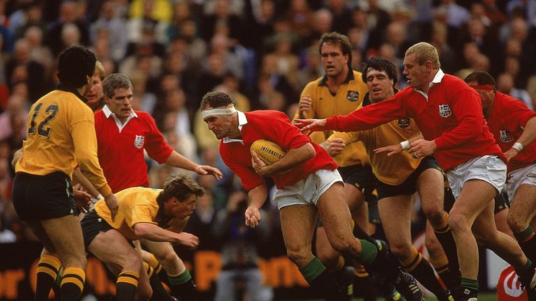 Paul Ackford charges forward against Australia in 1989