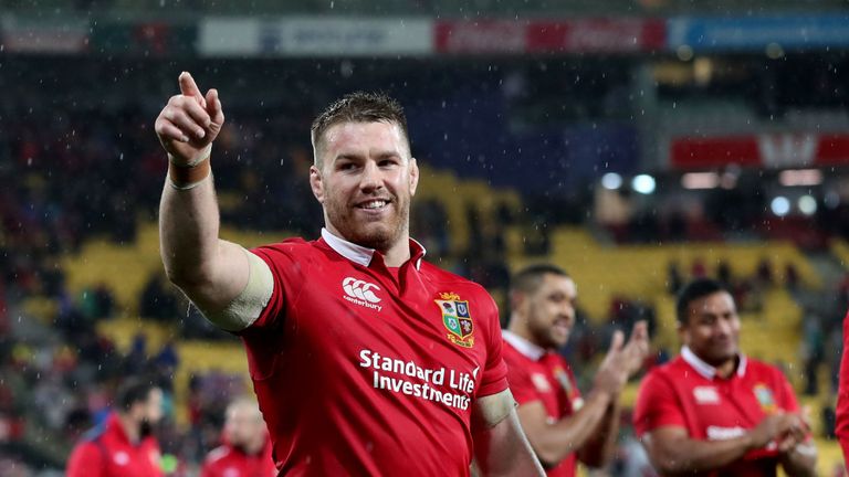 Sean O'Brien celebrates after the Lions' win over New Zealand in the second Test