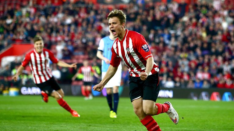 SOUTHAMPTON, ENGLAND - APRIL 20:  Ryan Seager of Southampton celebrates after scoring to make it 1-0 during the Under 21 Premier League Cup Final Second Le