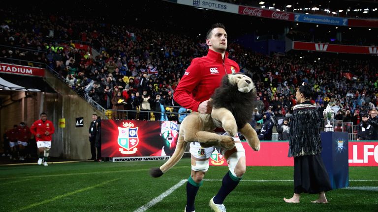 WELLINGTON, NEW ZEALAND - JULY 01: Sam Warburton of the Lions leads his team out during the International Test match between the New Zealand All Blacks and