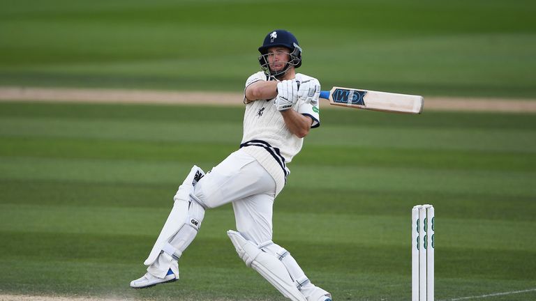 Sean Dickson hooks for four on day three of the County Championship Division Two match against Sussex