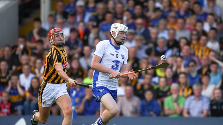 Shane Bennett of Waterford in action against Cillian Buckley of Kilkenny during the GAA Hurling All-Ireland Senior Championship Round 2 match