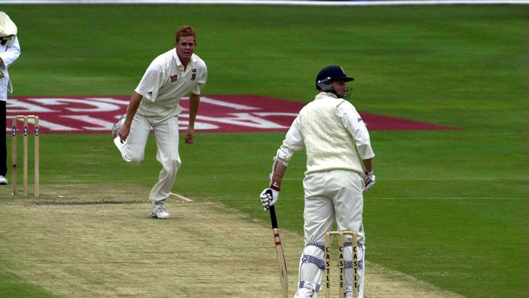 27 Nov 1999: Michael Atherton of England looks round to see Mark Boucher take the catch off  Shaun Pollock of South Africa during the third day's play of t