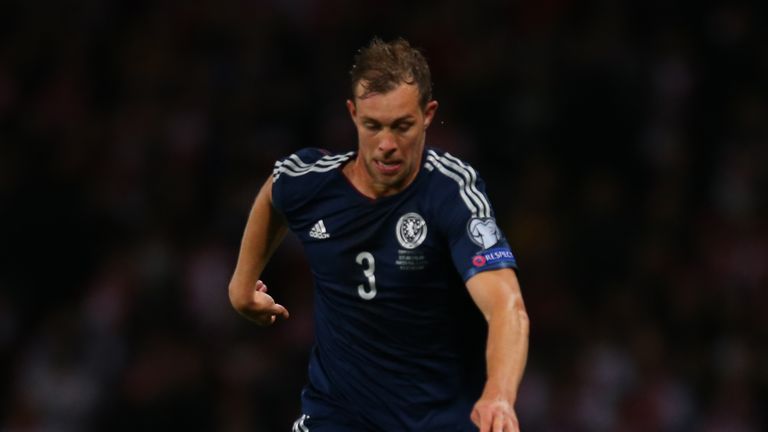 Steven Whittaker of Scotland controls the ball during the UEFA EURO 2016 qualifier between Scotland and Poland at Hampden Park
