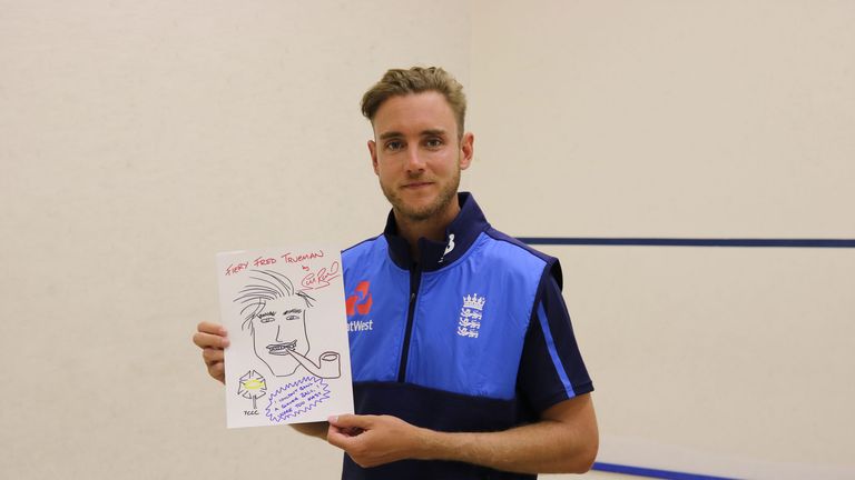 Stuart Broad with his depiction of 'Fiery' Fred Trueman