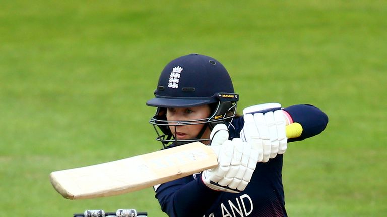 England's Tammy Beaumont bats against the West Indies