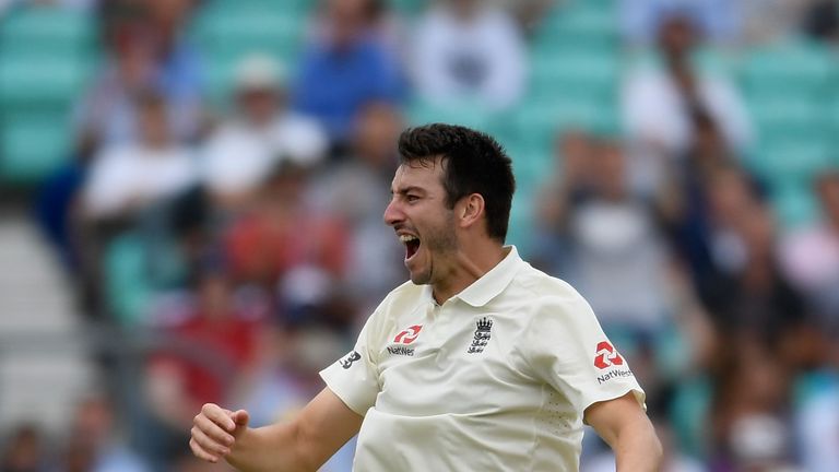 Toby Roland-Jones of England celebrates the wicket of Vernon Philander of South Africa during the 3rd Investec Test