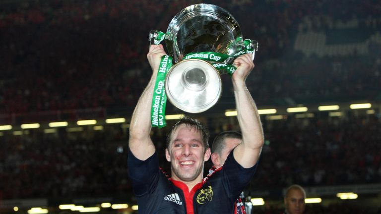 Heineken Cup Final 24/5/2008.Munster  .Tomas O'Leary celebrates with the cup.Mandatory Credit ..INPHO/Morgan Treacy