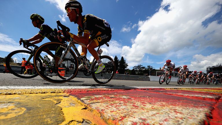Thomas Voeckler of France and team Direct Energie leads the peloton during stage 3 of the 2017 Tour de France