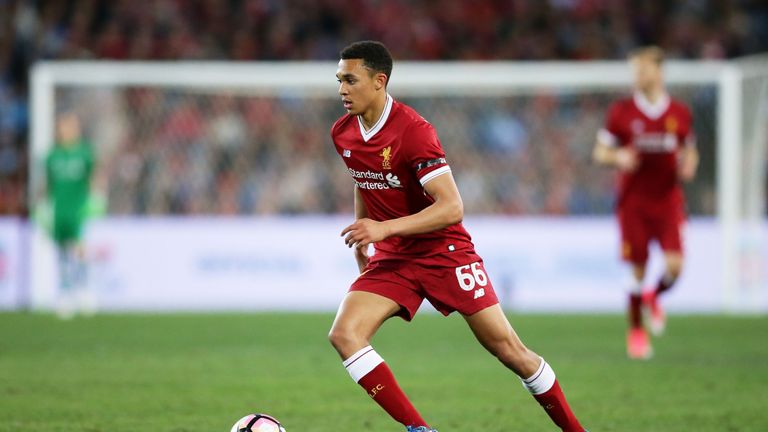 SYDNEY, AUSTRALIA - MAY 24:  Trent Alexander-Arnold of Liverpool controls the ball during the friendly match between Sydney FC and Liverpool 