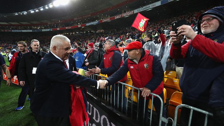 Warren Gatland meets the people following the British & Irish Lions' win over New Zealand