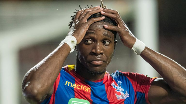 HONG KONG, HONG KONG - JULY 19: Crystal Palace midfielder Wilfried Zaha reacts during the Premier League Asia Trophy match between Liverpool FC and Crystal