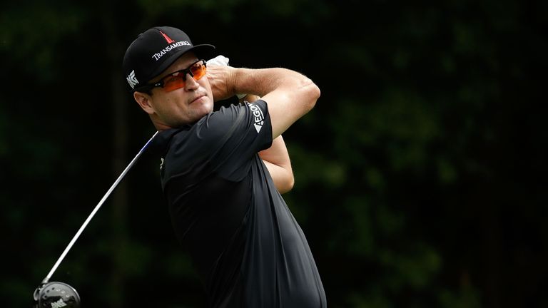 SILVIS, IL - JULY 13:  Zach Johnson hits his tee shot on the second hole during the first round of the John Deere Classic at TPC Deere Run on July 13, 2017