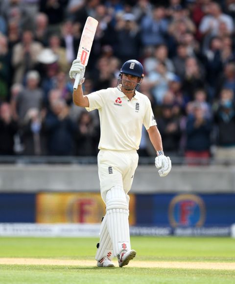 Alastair Cook celebrates his double century