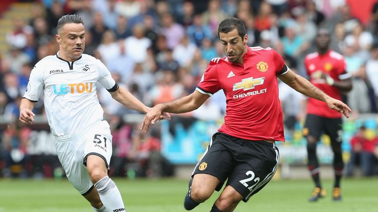 Henrikh Mkhitaryan during the Premier League match between Swansea City and Manchester United at Liberty Stadiumin 2017