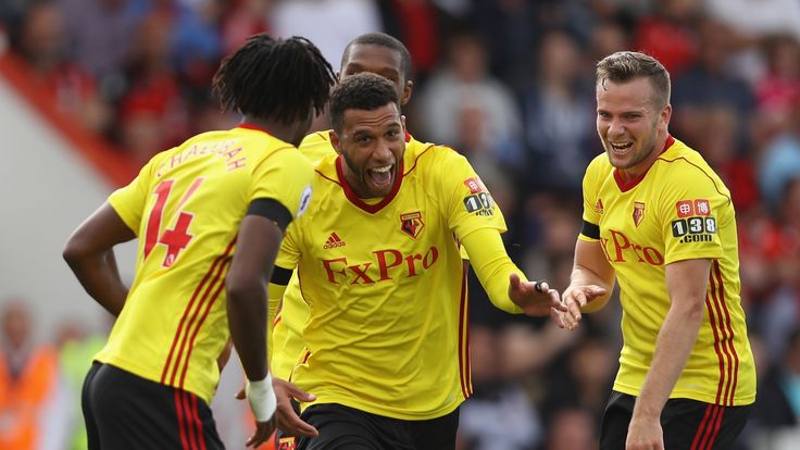Etienne Capoue celebrates a second for Watford at the Vitality Stadium