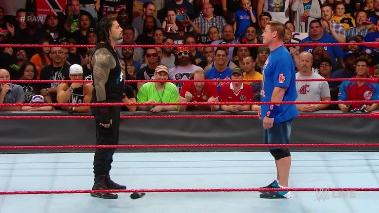 Roman Reigns Confronts John Cena Video Watch Tv Show Sky Sports