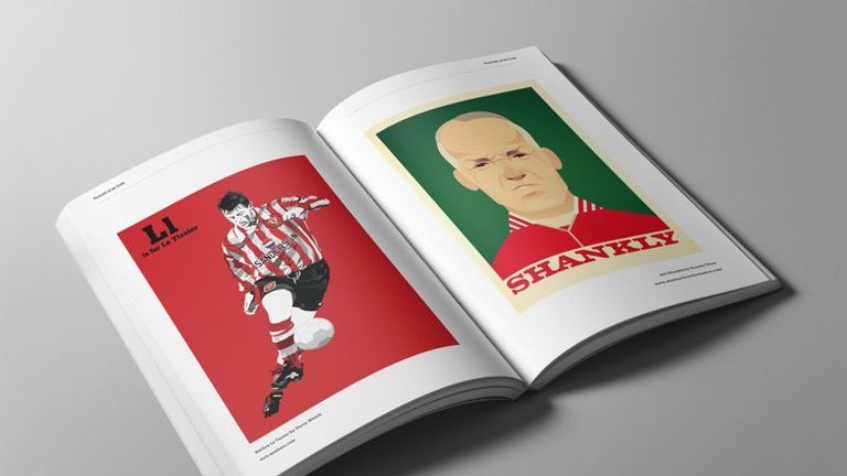 Page showing Bill Shankly from Daniel Storey's Portrait of an Icon book that is raising funds for the Sir Bobby Robson Foundation